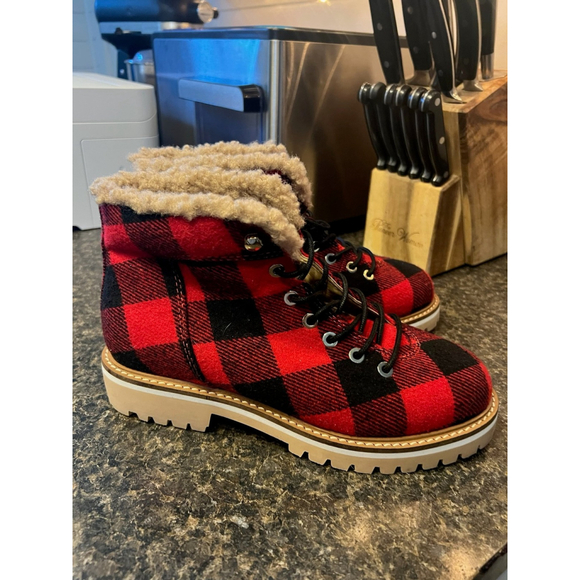 New Talbots JILLY BUFFALO PLAID LACE UP BOOTS - Picture 6 of 11